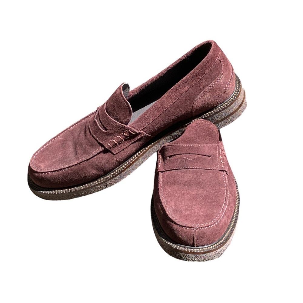 Donald Pliner Plum Suede Penny Loafer Landry Size 9 - Picture 3 of 8